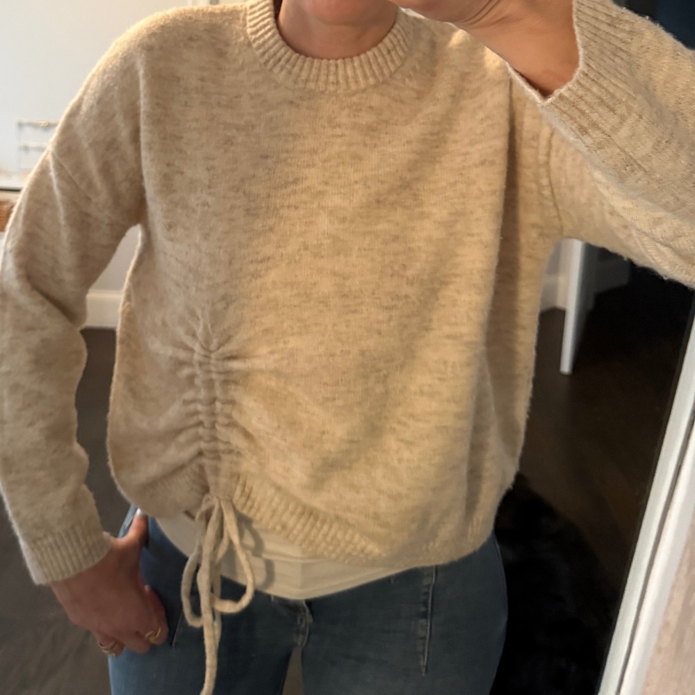 French Connection Kezia Cinched Tie Front Sweater, Size S